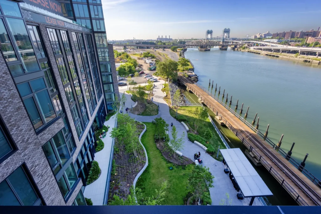 A waterfront park in the South Bronx neighborhood of Mott Haven